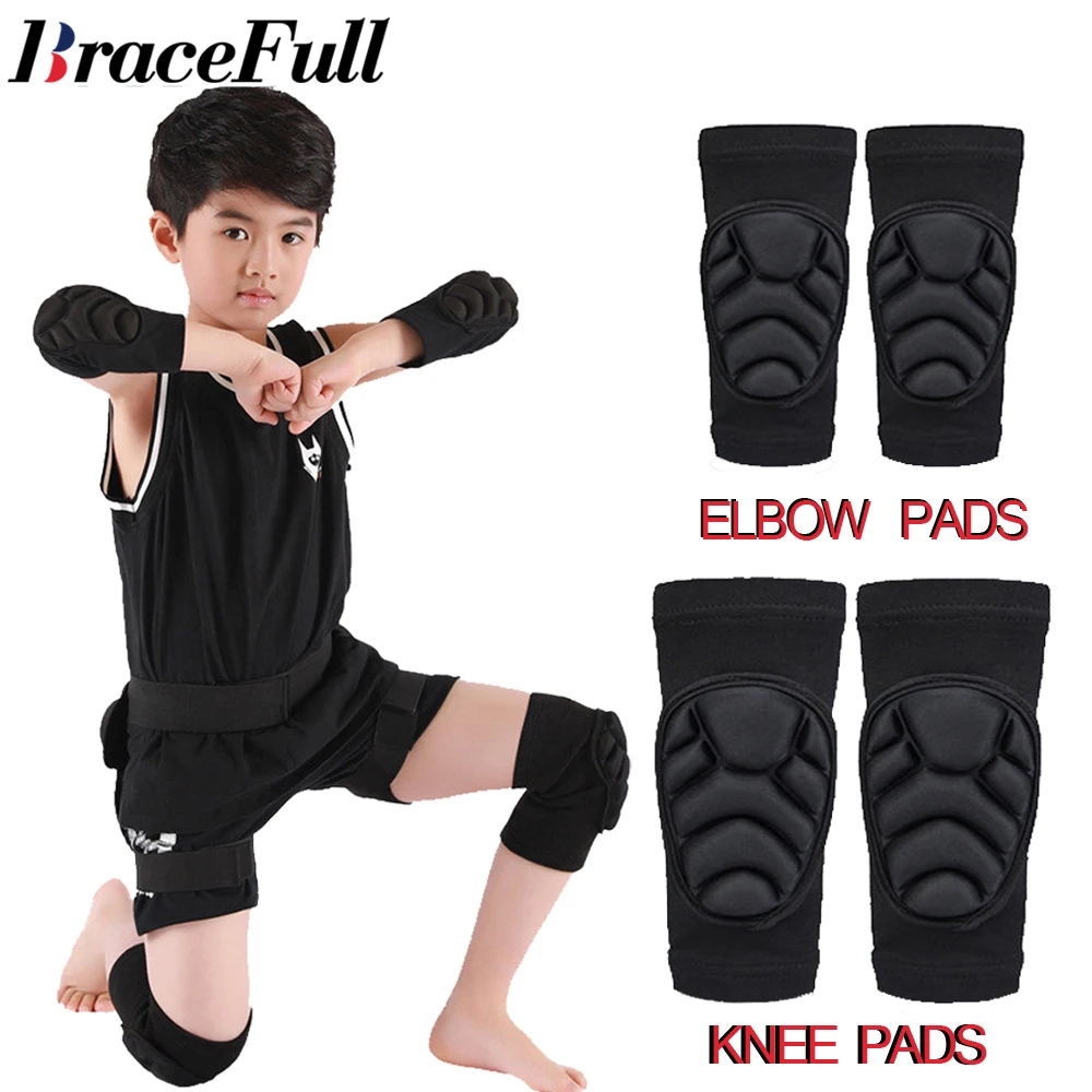 1Pair Thick Sponge Knee Pads Elbow Sleeves Avoidance Sport Kneepad Football Volleyball Knee Brace Support for Kids Child Youth