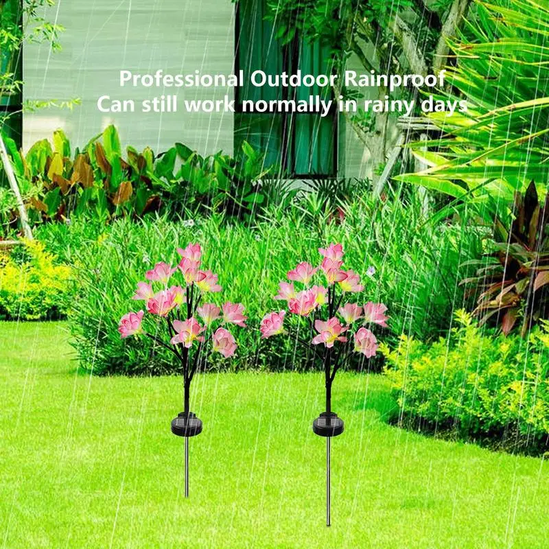 Light Up Flowers Outdoor 2pcs Yard Patio Pathway Decoration Lights 24 Blooming Camellia Light Up Flowers Outdoor Color Changing