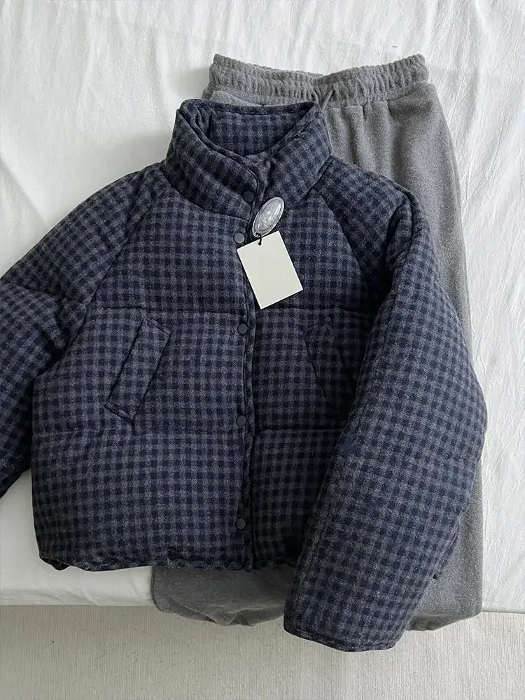 

Хлопковая куртка в клетку большого размера, женская осенне-зимняя утепленная теплая куртка Mujer, повседневное пальто в японском корейском стиле, парки