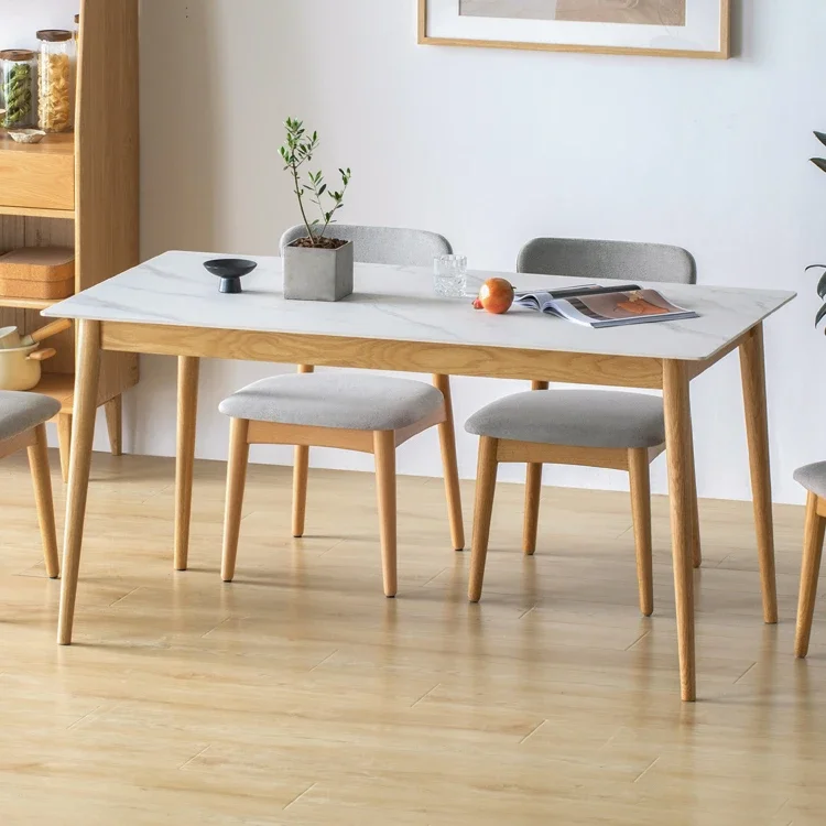 

A1114 Nordic Style Solid OAK Wood Legs Dining Room Modern Furniture Sintered Stone Top Dining Table