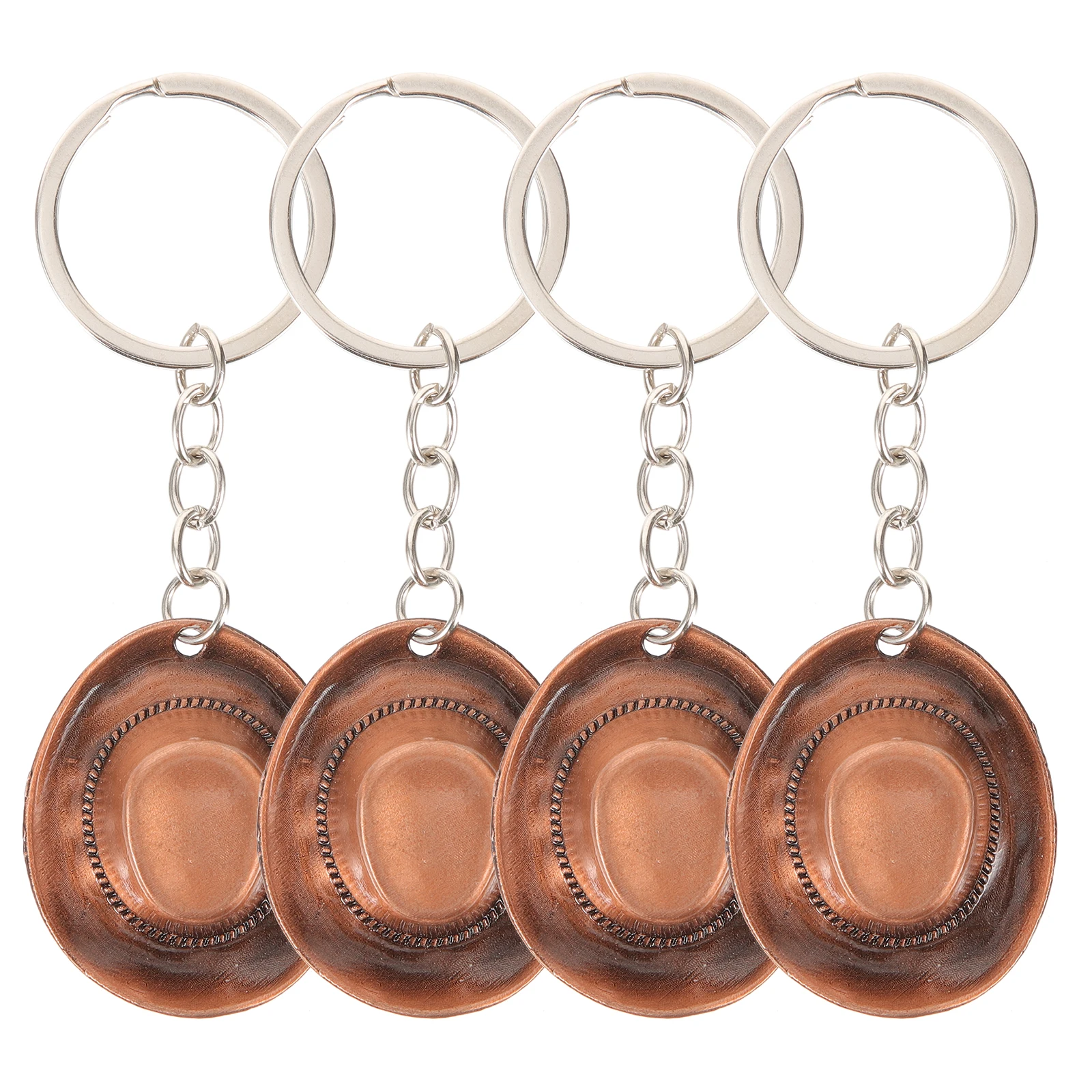 

4pcs Keychains Metal Hat Pendant Car Decor Accessories Fashion Rings Bag Keyring Holder Jewelry Making Supplies
