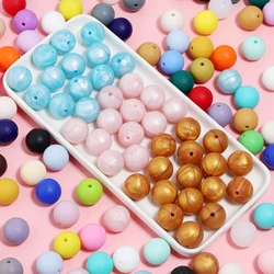 20pcs Silicone Round Bead 12/15mm Multicolor Loose Spacer Beads for Jewelry Making DIY Bracelet Necklace Phone Chain Accessories