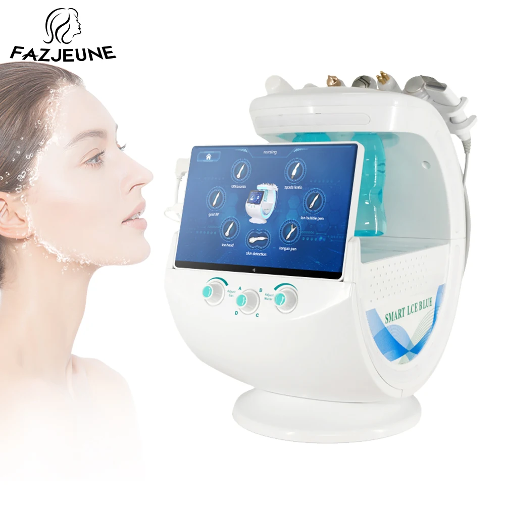 Smart Ice Blue Plus Professional Machine 7 in 1 Hydrogen Oxygen Small Bubble hydrodermabrasion Rejuvenation Massage Device Spa