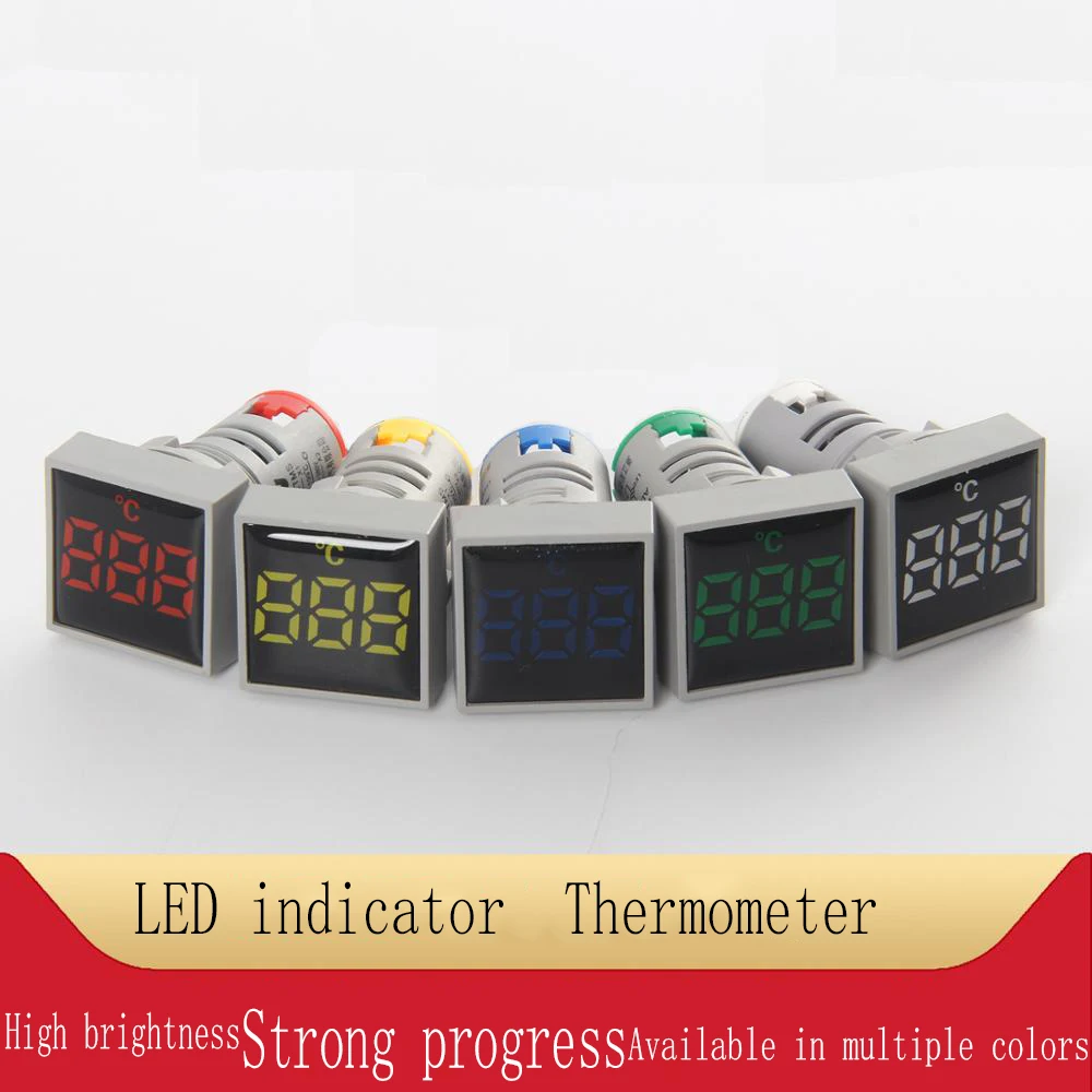 1PCS AD101-22TMS AC Indicator Light Crystal Film Lhermometer Measuring -20 to 199 ℃ Temperature Probe Five Colors AD16-22TMS