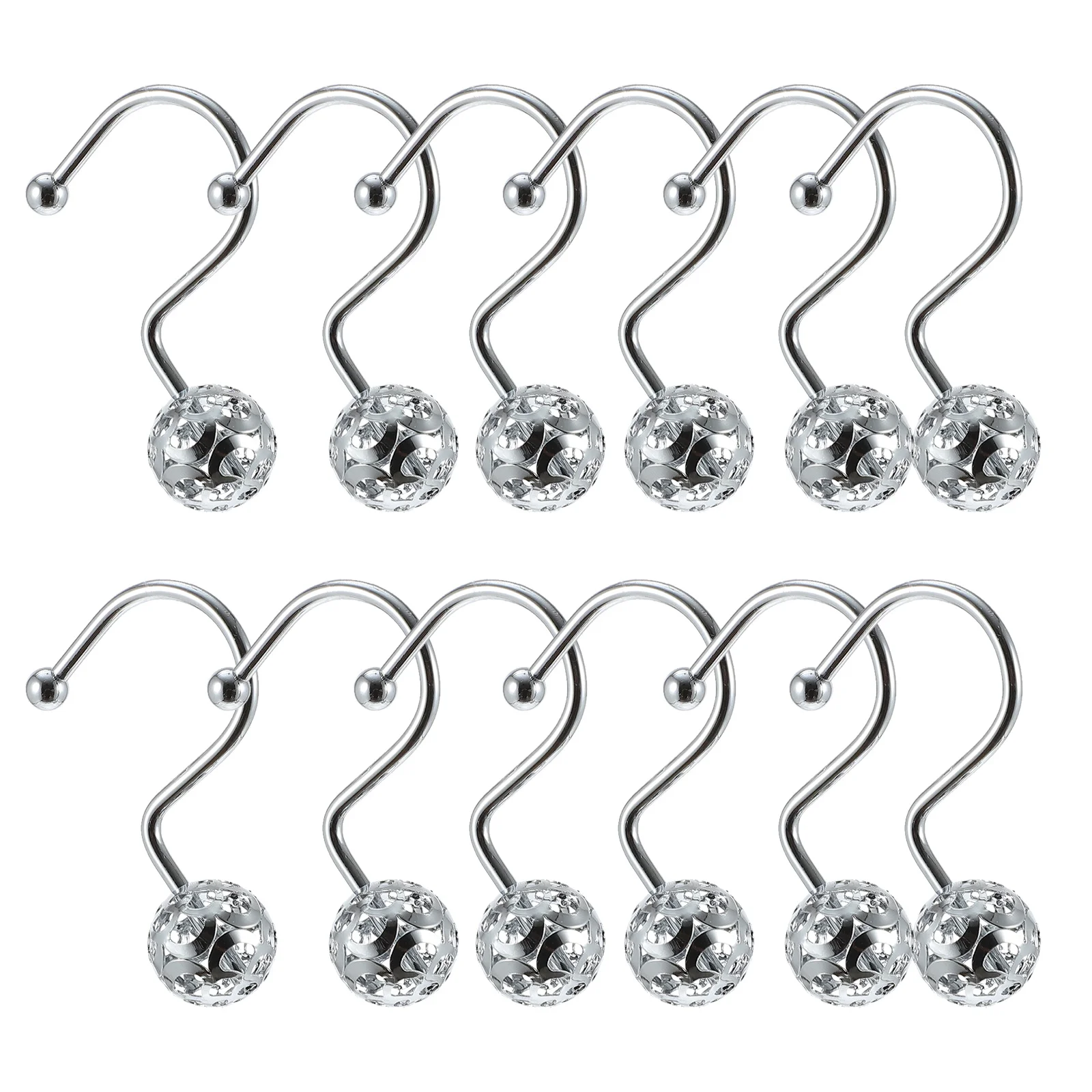 

12 Pcs Metal Ball Hook Curtain Hoops Heavy Duty Drapery Hooks Curtains Take Bath Iron Plating Shower