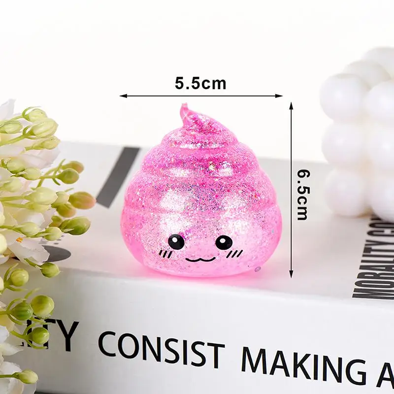 Cute Glitter Poop Squeeze Toys Soft Elastic Adorable Cartoon Design For Kids Stress Relief Desktop Party Favors Decor