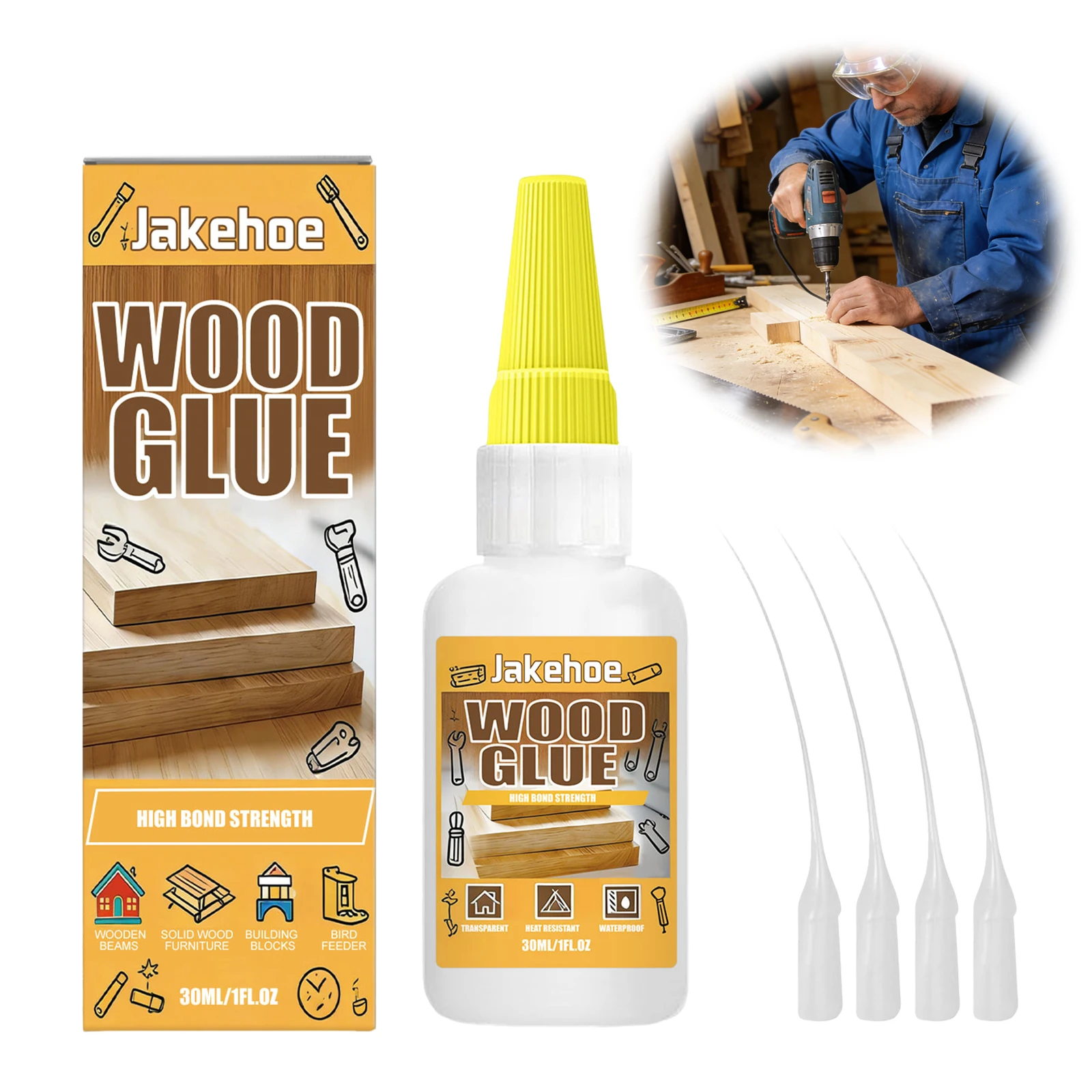 Wood Adhesive Glue Waterproof Wood Glue for Furniture Strong Adhesive Fast Drying for Heavy Duty Woodworking Furniture Assembly