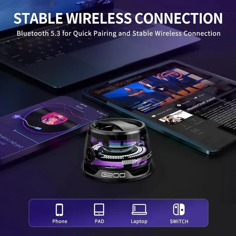 Przenośny głośnik Bluetooth Magnetyczny mini głośnik G200 z oświetleniem RGB Bezprzewodowy głośnik Bluetooth na zewnątrz do podróży Niezbędny