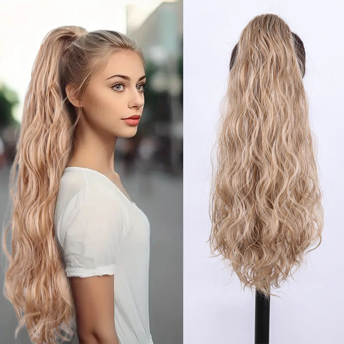 

Женские длинные волнистые накладные волосы, парик-хвост с объемными натуральными невидимыми заколками, синтетический парик