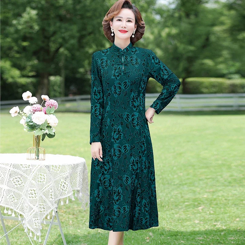 

Cheongsam Noble Temperament Women's Dress Chinese Style Cheongsam Evening Dresses Slim Size Loose Vintage Style Dress ZT129