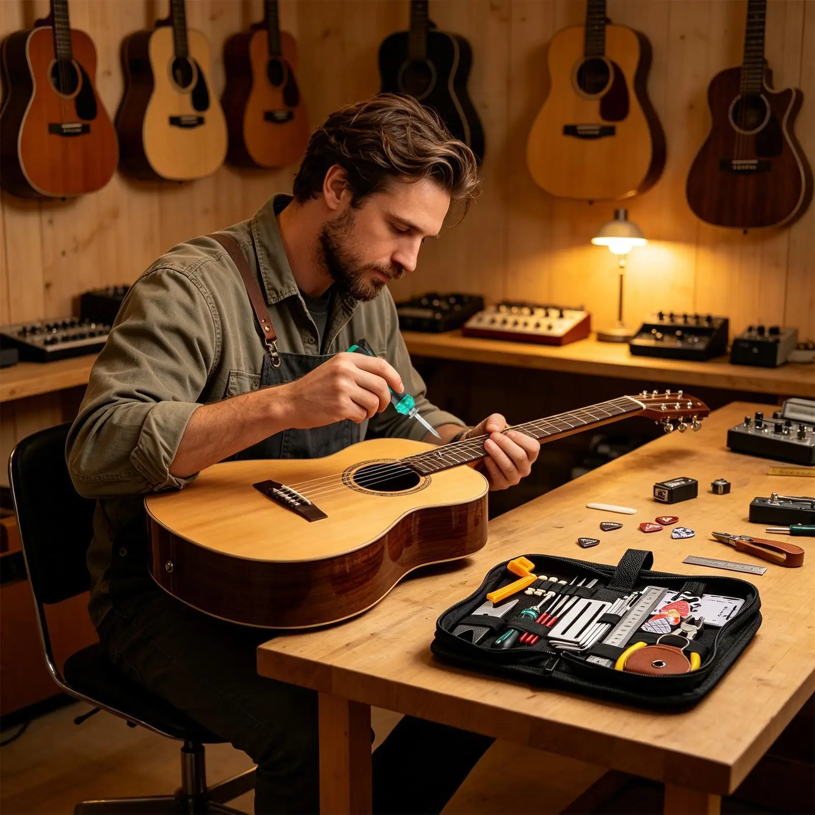Guitar Setup Tools With Screwdriver Picks Storage Bag Wire Cutters Set Acoustic Guitar Accessories Set For Beginners Players