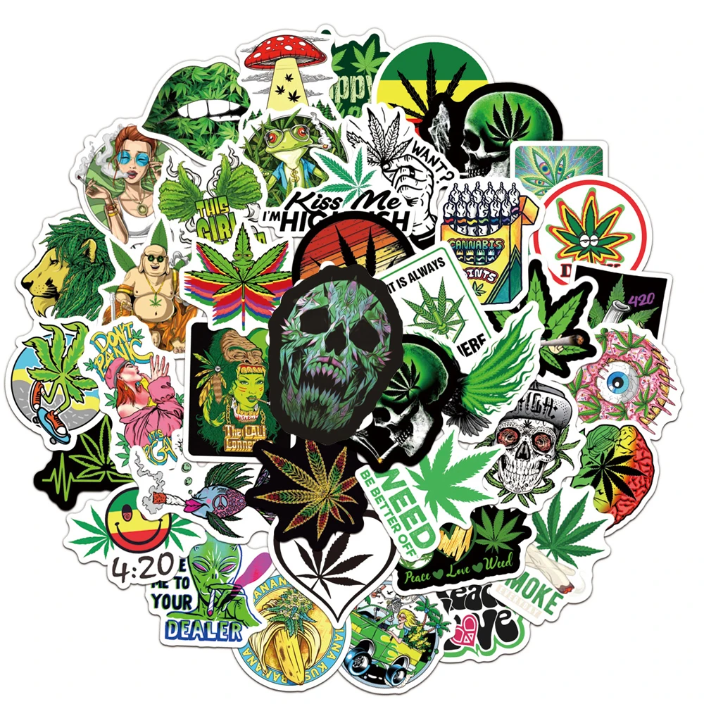 10/30/50/100pcs Funny Characters Weed Leaves Graffiti Stickers DIY Motorcycle Laptop Luggage Car Bike Kids Sticker Decals Toys