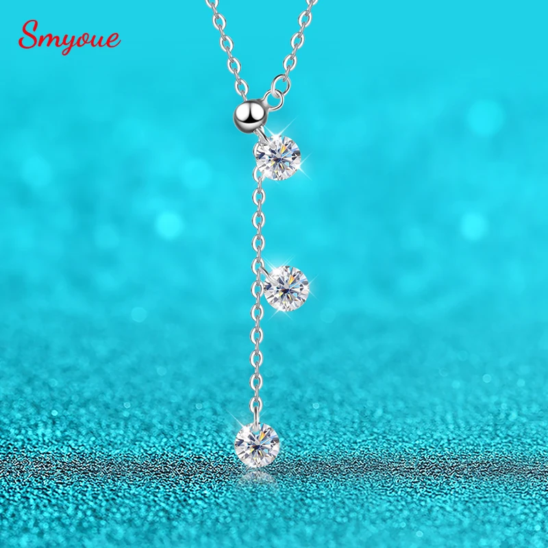 Smyoue 5 مللي متر جميع مويسانيتي قلادة قلادة للنساء تألق مختبر كلاسيكي خلق سلاسل الماس 925 فضة مجوهرات #1