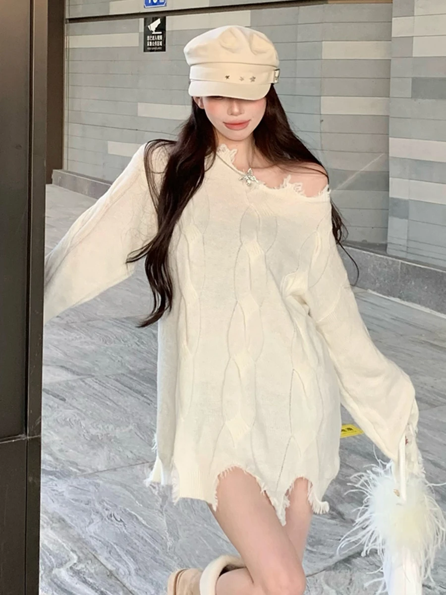 

Сексуальный свободный трикотаж с закрученным плечевым дизайном Long Sve Pure Desire, повседневный дизайн для поездок на работу, модный весна-осень-зима