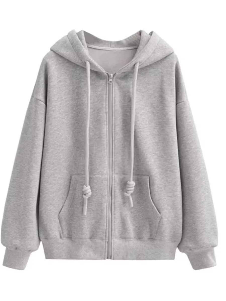 Sweat-shirt à capuche Super longue, rétro américain, polyvalent, doublé de Fce, corde, couleur Pure, confortable, ample, fermeture éclair, Jaet