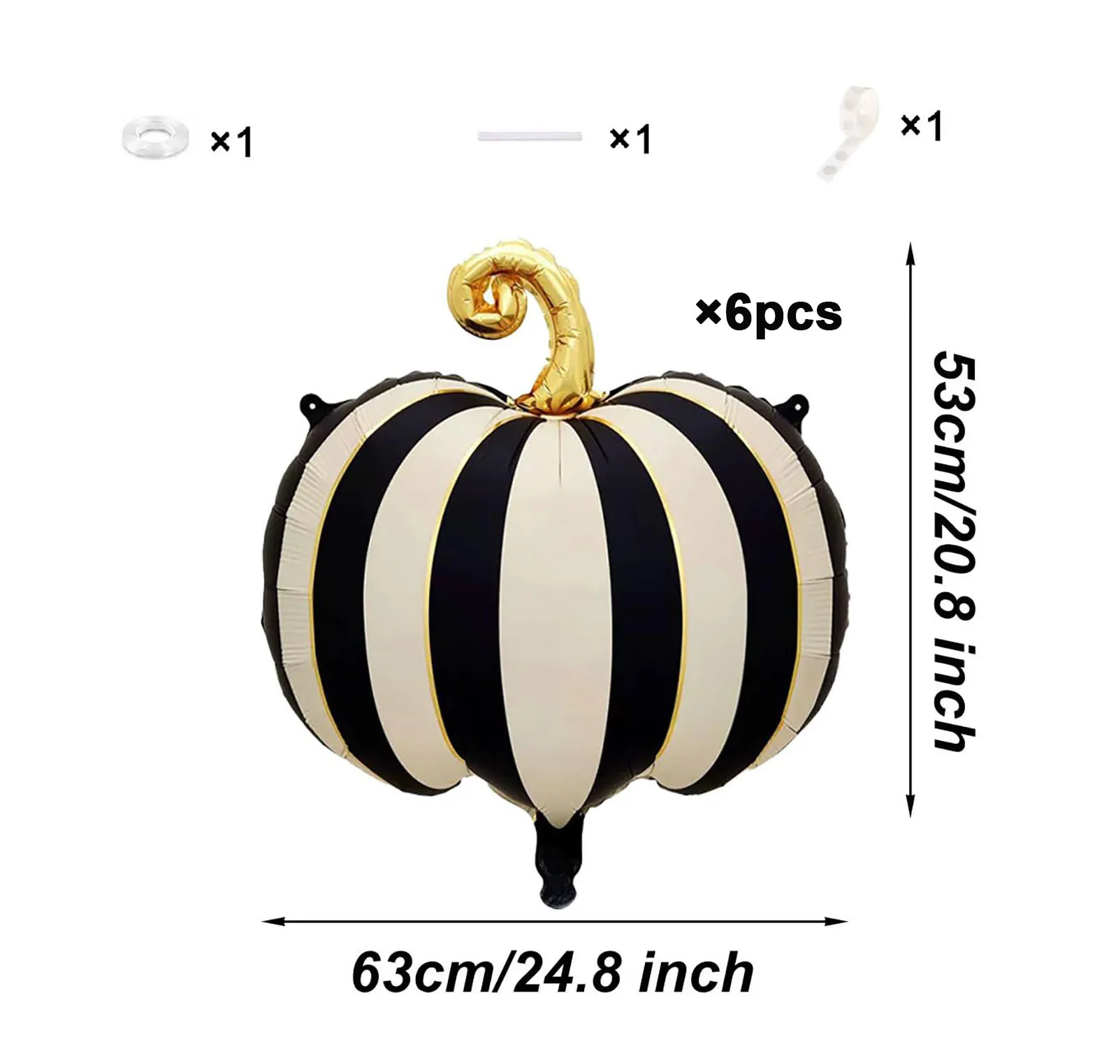 6-Piece 24.8-Inch Pumpkin Foil Balloons, Suitable for Halloween, Haunted House, and Thanksgiving Party Decorations, Reusable