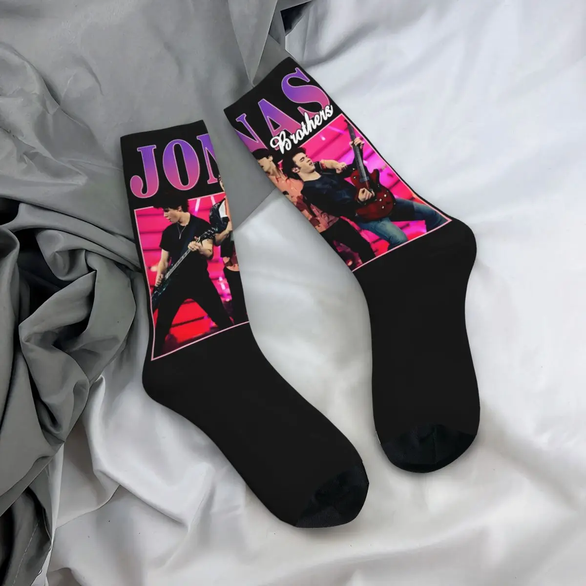 Cozy Men Socks Jonas Brother Vintage Band Merchandise Super Soft Skateboard Sock All Seasons