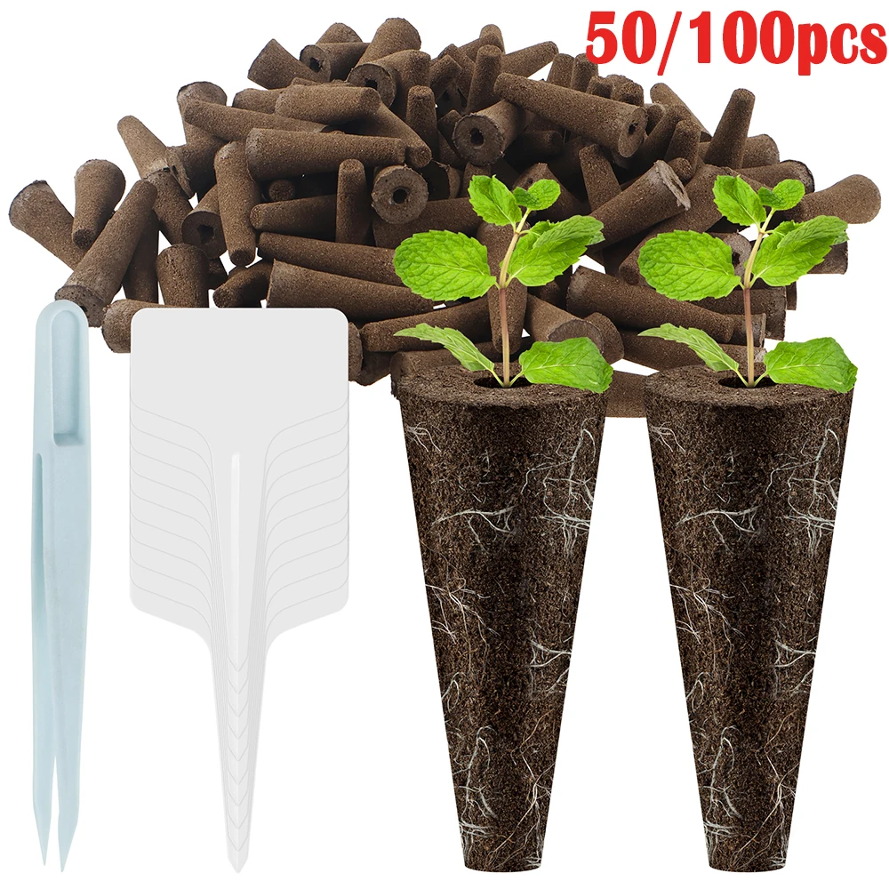 

50/100 шт. губки для выращивания семян гидропоники, стартовый набор с 10 этикетками для растений и 1 сменным пинцетом для роста корней для сада