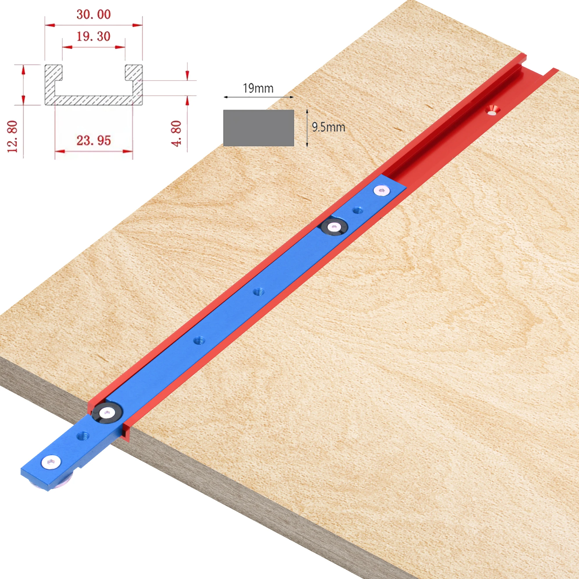 

2pcs 30 Type T-track & Miter Bar Slider T-slot Connector Aluminum Alloy Woodworking Chute Rail DIY Carpentry Tools