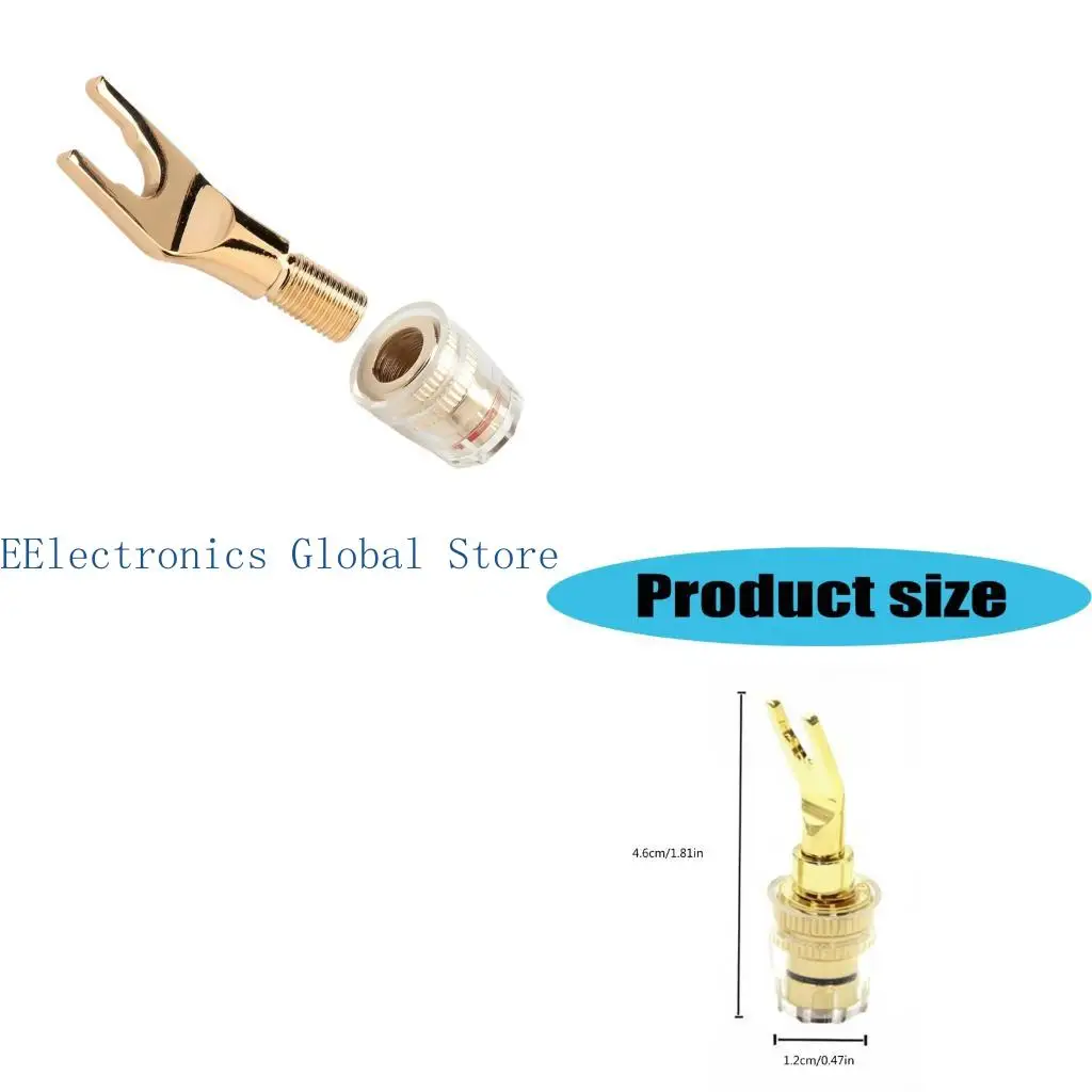 462B Gold Plate Y Type Sound Terminals Connector with Transparent Shielding Shockproof Shell Suitable for Uncompressed Sound