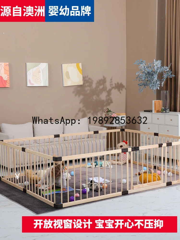 Heightened Baby Playpen Baby Crawling Guardrail Toddler Safety Walking Solid Wood Fence