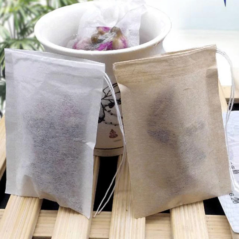 100Pcs/Lot Tea Bag Filter Paper Bags Empty Drawstring Teabag for Herb Loose Tea