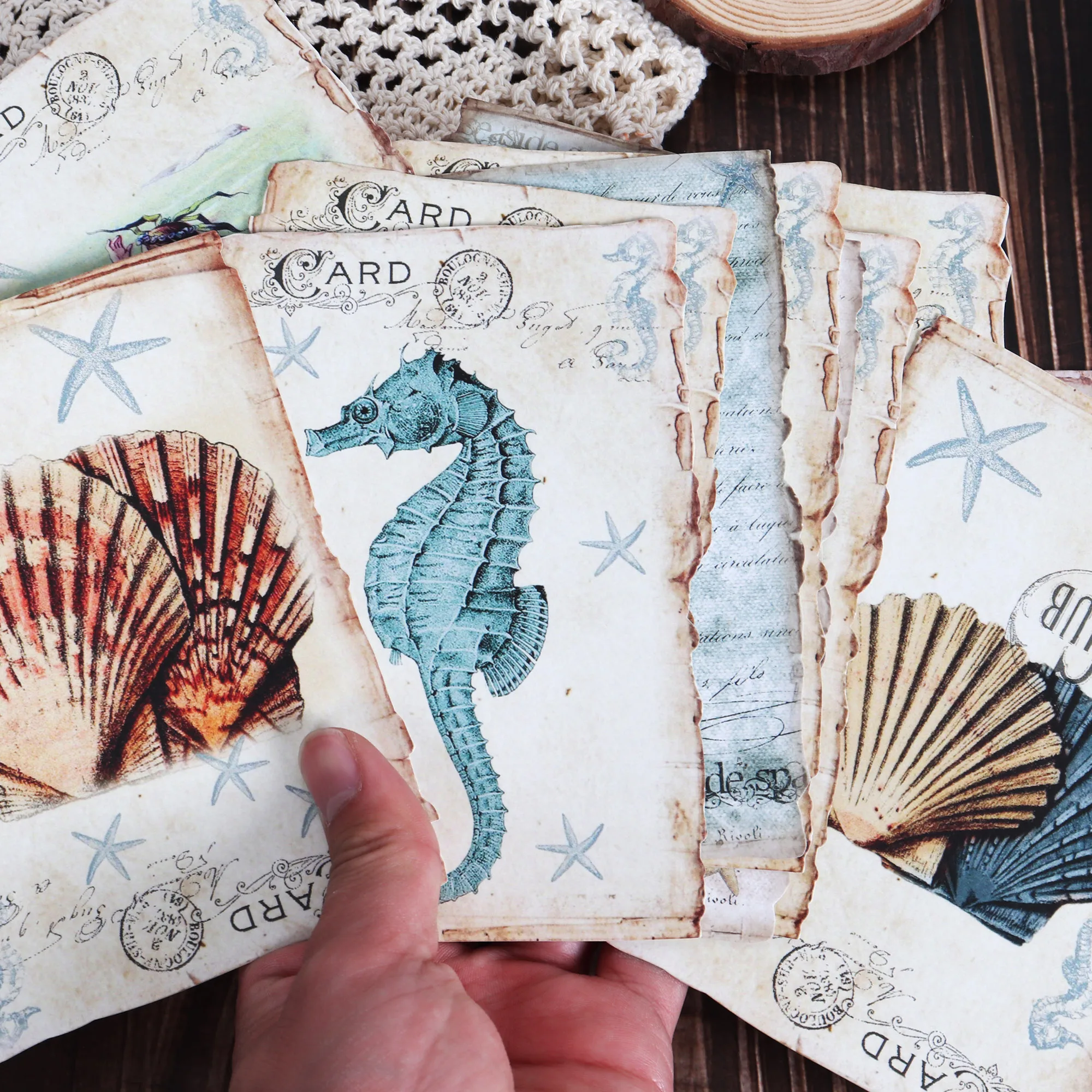 JAIIMAN 64 Stück (mit Umschlägen) Vintage Ocean Speziell geformtes beschreibbares Postkarten-Set, weißer Karton, für Scrapbook, DIY-Bastelarbeiten – Detail 5