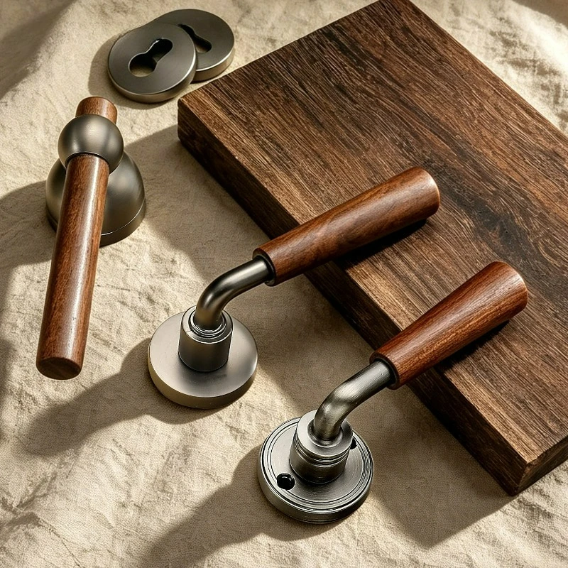 

Bedroom Door Lock, Indoor Wooden Door Handle, Retro Home Silent Universal Room Split Lock