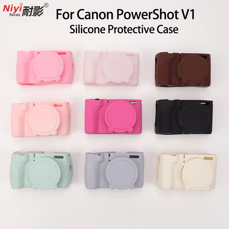 PowerShot V1 Silicone Camera Protective Case with Lens Cover Precise Cutout Shockproof Anti-Scratch Protective Camera Accessory