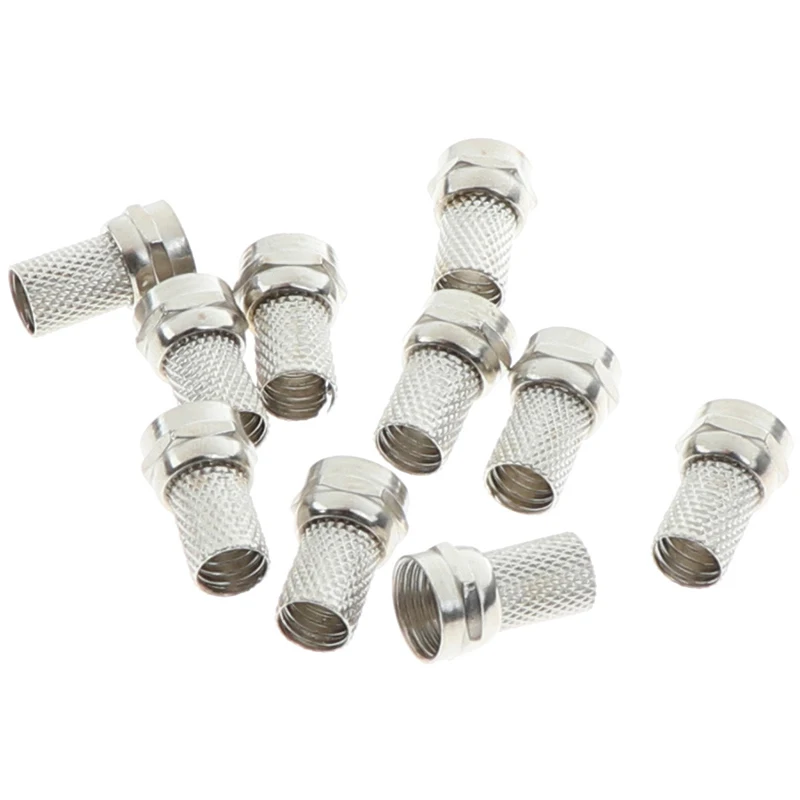 10Pcs 75-5 F Plug Connector Screw On Type For RG6 Satellite TV Antenna Coax Cable Twist-on