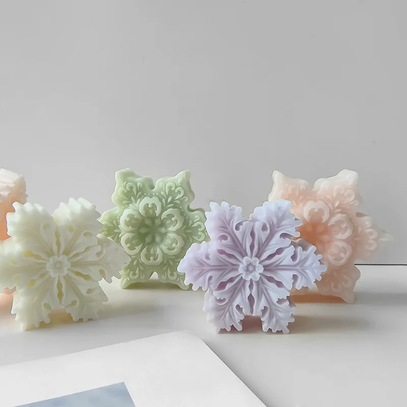 Christmas Silicone Snowflake Mold, DIY, Aromaterapia, Vela De Gesso, Decoração De Molde, Doces, Chocolate Fazendo Ferramentas