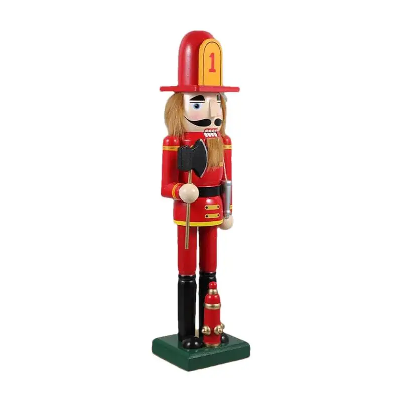 

Nutcracker Statue 14 Inch Firemen Desktop Ornament Nutcracker Puppet Collectible Figurine For Holiday Home Table Decoration