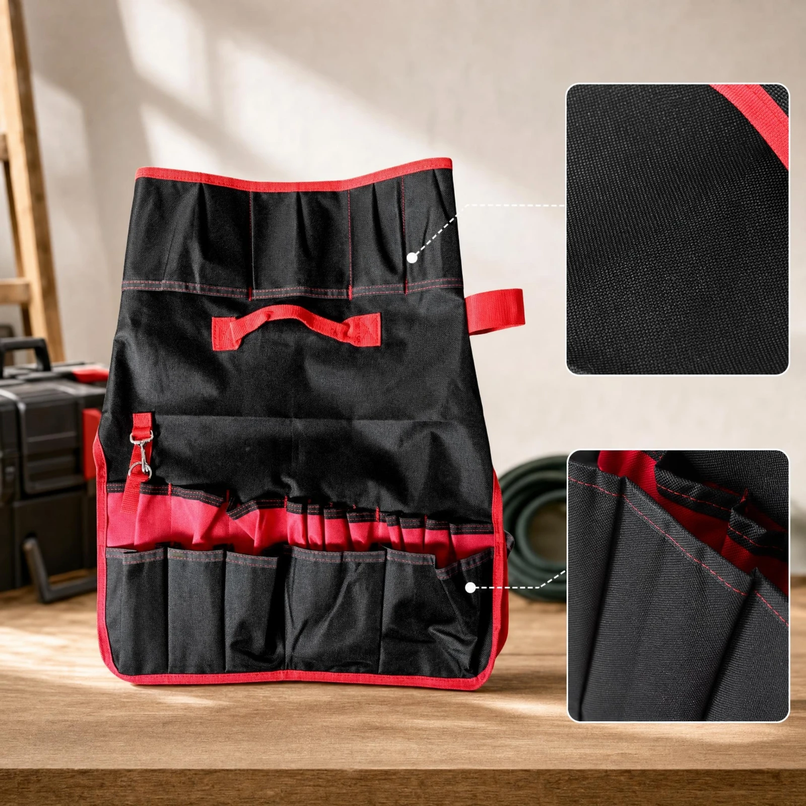 Hanging Tool Organizer Foldable Tool Organizer with Pockets Storage Bag Space Saving Long-Lasting for Diyers, Garage, Garden