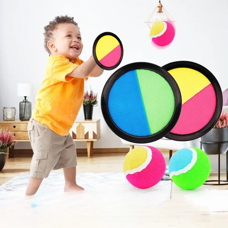 1pcs Kids Sticky Ball Target Racket Set Throwing Catch Play Family Outdoor Interactive Toy