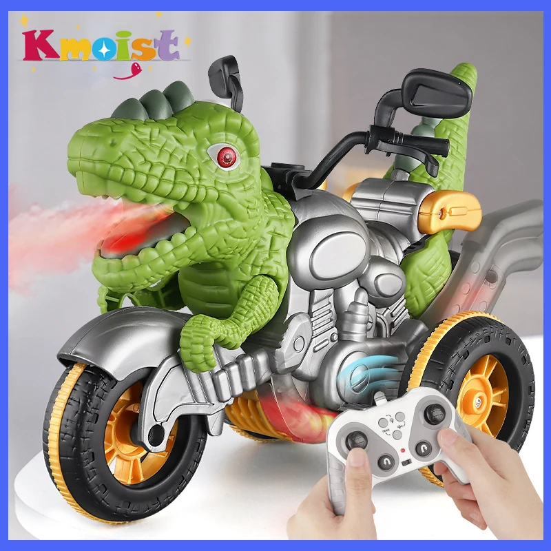 

Remote Control Dinosaur Motorcycle Model Stunt RC Car Electric Spray Sound and Light Children Dinosaur Toys for Boys Kids Gifts