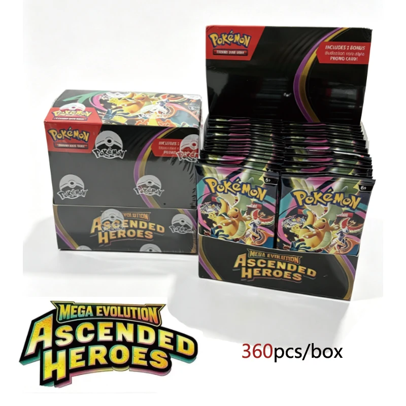 60-360pcs Pokémon Card MEGA EVOLUTION Phantasmal Flames Game Cartoon English Booster Battle Transaction Card Gift
