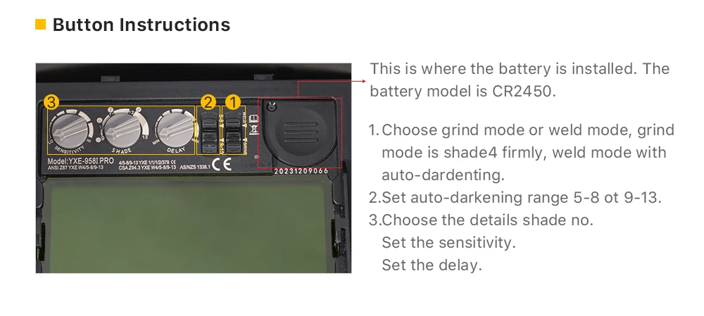 Automatischer Dimm-Schweißhelm OD8+ Fiber YAG UV-Laserschutz 190-450 nm und 900–1100 nm Schutz für Laserschweiß-Schneidemaschine – Detail 6