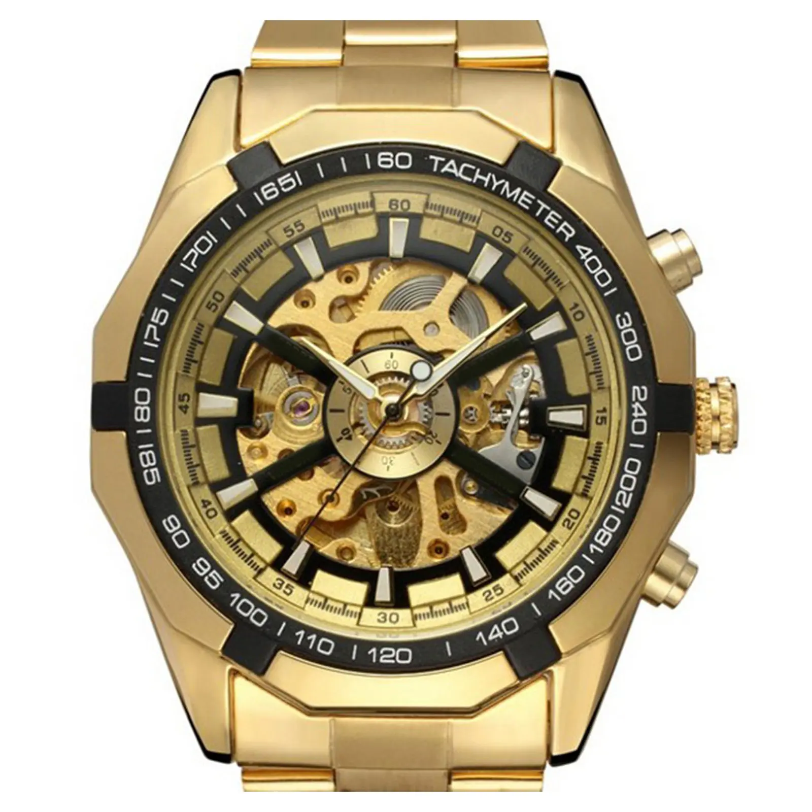 Automatic Mechanical Watch for Men Stainless Steel Golden Black Hollow Style Precise Movement Comfortable Fit Business Formal