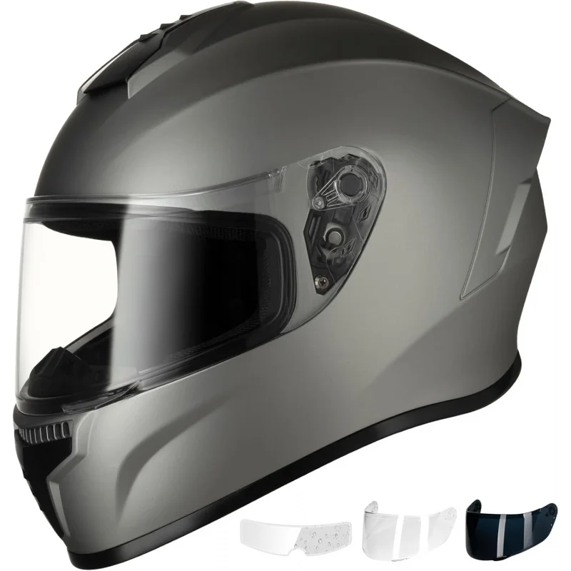 Motorcycle Full Face Helmet DOT Authentication,Lightweight ABS Shell,Adult Street Bicycle Helmet with Anti-Fog Film