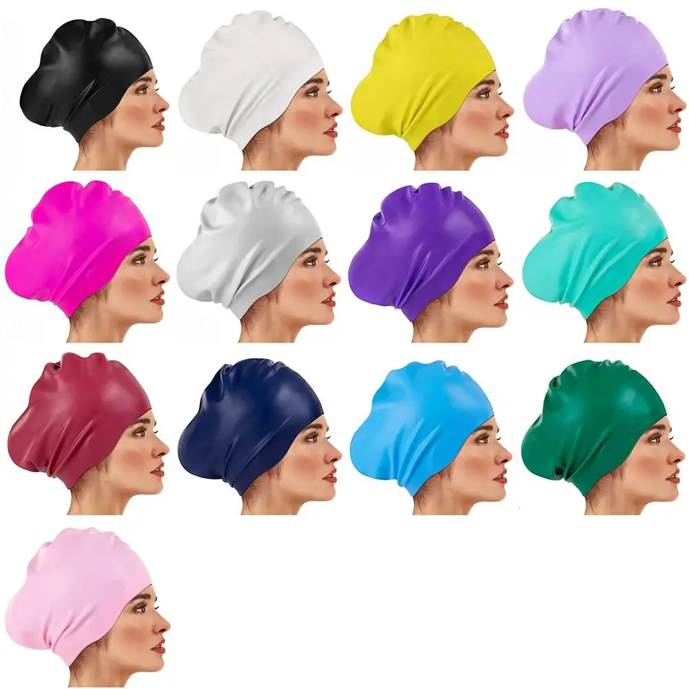 Surfing Hat Elastic Silicone Swim Headgear Soft Solid Color Waterproof Swim Cap Professional Thicken Design Snorkeling Cap Women