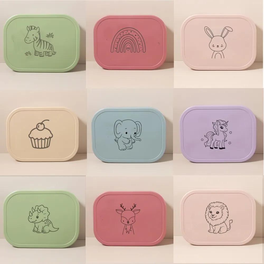 1340ML Silicone Bento Box for Kids, 4 Compartments Leakproof Food Storage Container, Portable Lunch Box for School Picnic