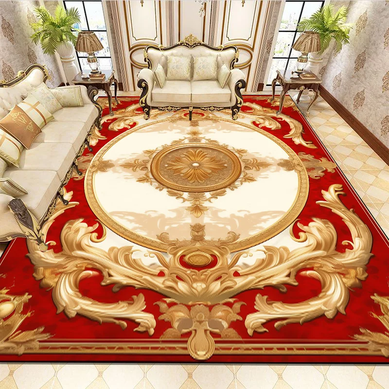 

European Living Room Carpet Decoration Luxury Pattern Floor Mat Sofa Coffee Table Blanket Room Bedroom Large Area Rug Non-slip