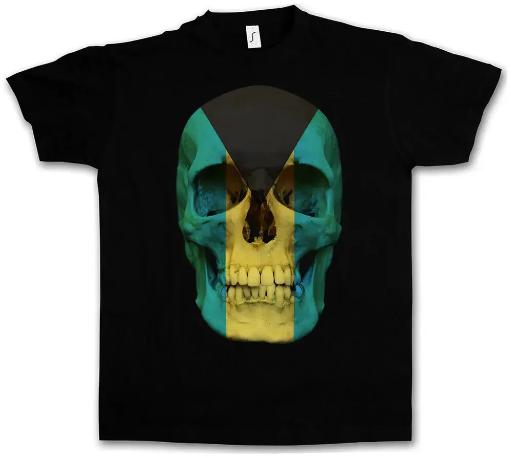 CLASSIC BAHAMAS SKULL FLAG T-SHIRT - Biker MC Banner Fahne T-Shirt Sizes S - 5XL tops Unisex Summer Short Sleeve