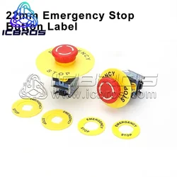 5pcs/lot 22mm Emergency Stop Button Label Yellow Label Warning Circle Emergency Stop Button Switch Emergency Stop Warning Circle