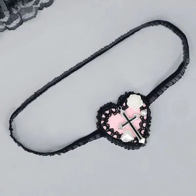 Lolita Anime Lace Eye Patch Cross Gothic Comfortable Eyewear ,Headdress ,Necklace Halloween Cosplay Party Accessories
