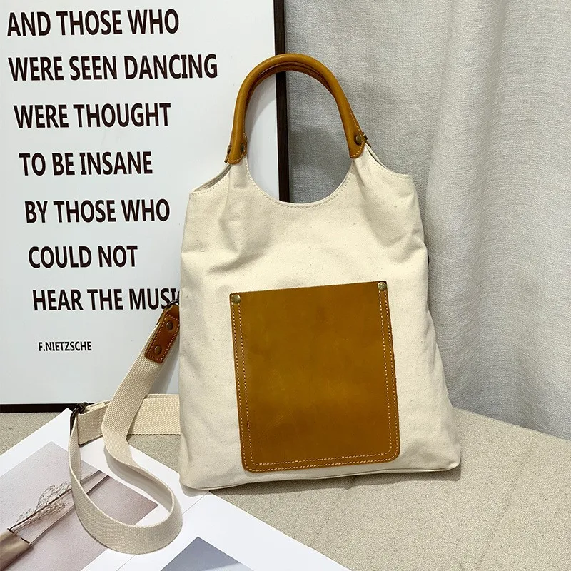 

[Сумка на плечо] Новые сумки для покупок, однотонная холщовая сумка-тоут, модная повседневная садовая экологически чистая многоразовая милая школьная классическая сумка