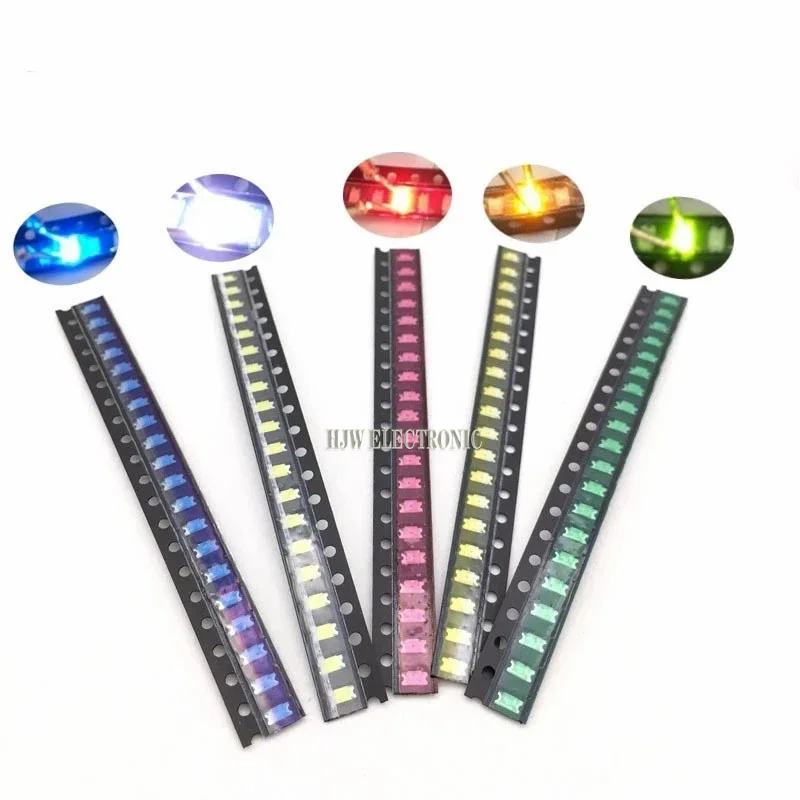 SMD LEDライト,1リール,黄色,赤,緑,青,白,0402, 0603, 0805, 1206, 1210, 5000個,4000個