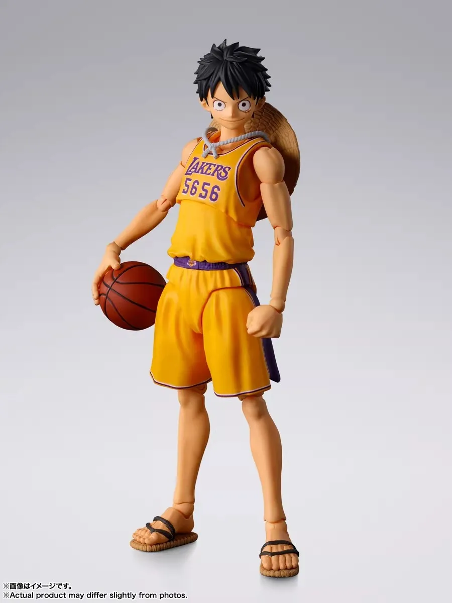 BANDAI S.H.Figuarts One Piece X NBA Monkey D Luffy Anime Action Figure Lakers Plastic Toys Birthday Gift - view 2