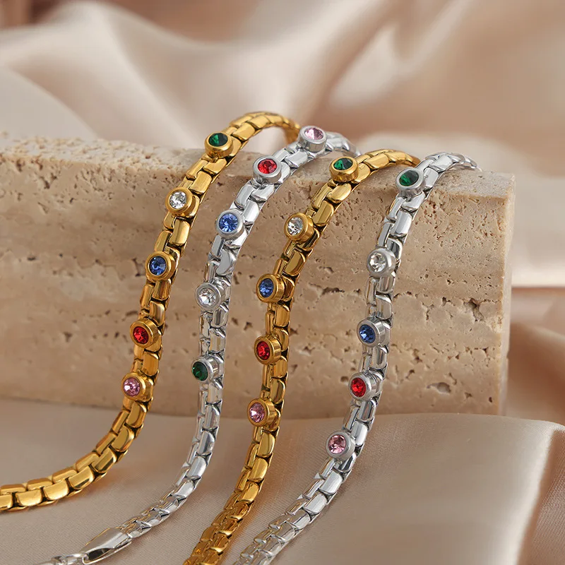Vintage Simple Geometric Ziron Charm Bracelet Korean Fashion Design Chain Cuff Bracelets Personality Hand Jewelry