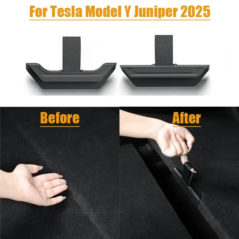 For Tesla Model Y Juniper 2025 2026 Car Rear Trunk Draw String Hook Loop Storage Organizer 2Pcs Interior Accessories